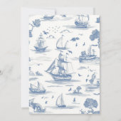 Elegante Toile Nautical Baby Shower Einladung (Rückseite)