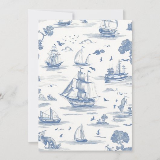 Elegante Toile Nautical Baby Shower Einladung (Rückseite)