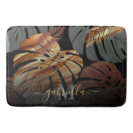 Elegante topische Blätter Badematte (Vorderseite)