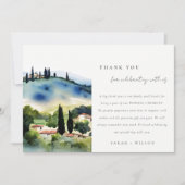Elegante Toskana Italien Wasserfarbenen Landschaft Dankeskarte (Vorderseite)