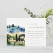 Elegante Toskana Italien Wasserfarbenen Landschaft Dankeskarte (Stehend Vorderseite)