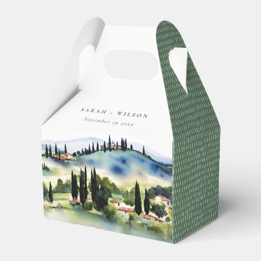 Elegante Toskana Italien Wasserfarbenen Landschaft Geschenkschachtel (Rückseite)