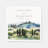 Elegante Toskana Italien Wasserfarbenen Landschaft Serviette (Vorderseite)