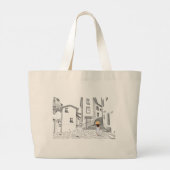 Elegante Tote-Tasche mit handGezeichnet Altstadt Jumbo Stoffbeutel (Rückseite)