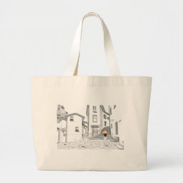 Elegante Tote-Tasche mit handGezeichnet Altstadt Jumbo Stoffbeutel