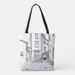 Elegante Tote-Tasche mit handGezeichnet Altstadt Tasche