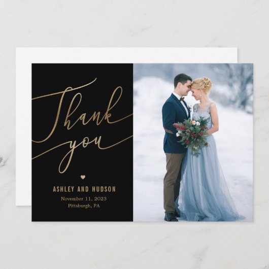 Elegante Touch Editable Color Wedding Dankeskarte (Vorne/Hinten)