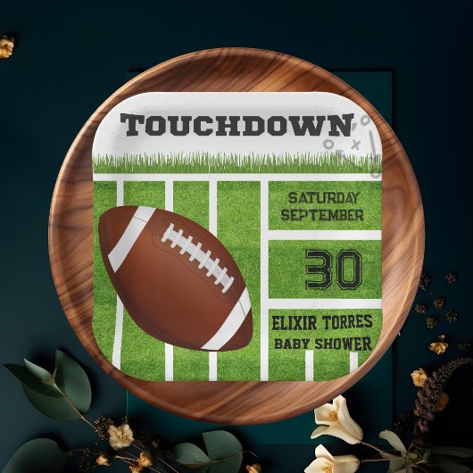 Elegante Touchdown Football Baby Shower Pappteller