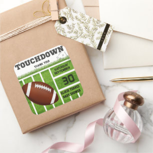 Elegante Touchdown Football Baby Shower Quadratischer Aufkleber