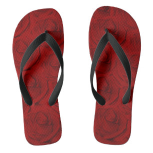 Elegante, traditionell gestrichene Rote Rosen Badesandalen