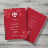 Elegante traditionelle chinesische Hochzeit mit Bl Einladung