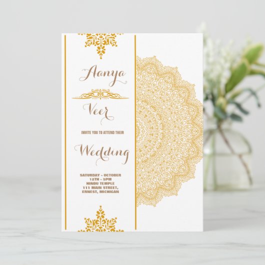 Elegante traditionelle Einladung zur Hochzeit (Stehend Vorderseite)