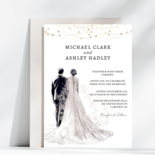 Elegante traditionelle Hochzeit Einladung