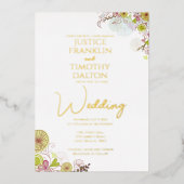 Elegante traditionelle Hochzeit mit Blumen Folieneinladung (Vorderseite)