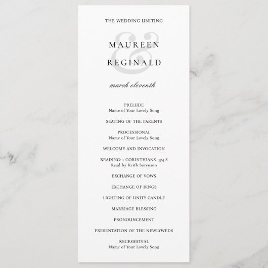 Elegante traditionelle Hochzeit Programm (Vorderseite)