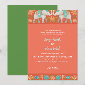Elegante traditionelle indische Elefanten Hochzeit Einladung