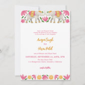 Elegante traditionelle indische Elefanten Hochzeit Einladung (Vorderseite)