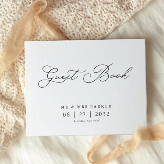 Elegante traditionelle Kalligrafie-Skripte Hochzei Gästebuch
