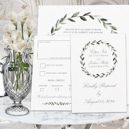 Elegante traditionelle Olivenzweig UAWG RSVP Karte