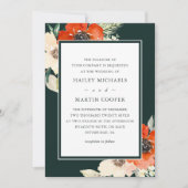 Elegante Traditionen Red Floral Bouquet Wedding Einladung (Vorderseite)