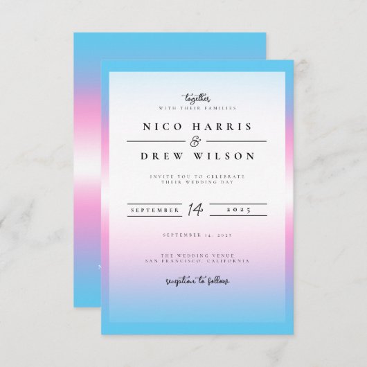 Elegante Trans Pride Wedding Einladung (Vorne/Hinten)