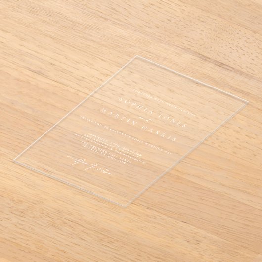 Elegante, transparente Minimalistische Hochzeit Acryleinladungen (Ablage )