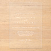 Elegante, transparente Minimalistische Hochzeit Acryleinladungen (Vorderseite)