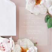 Elegante, transparente Minimalistische Hochzeit Acryleinladungen