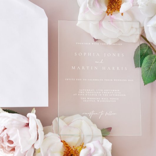 Elegante, transparente Minimalistische Hochzeit Acryleinladungen