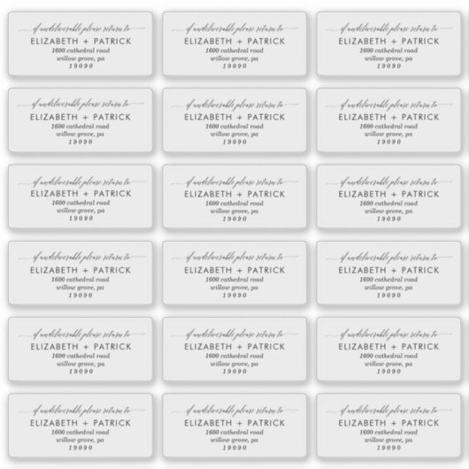 Elegante, transparente Rücksendeadressen-Aufkleber Aufkleber (Vorderseite)