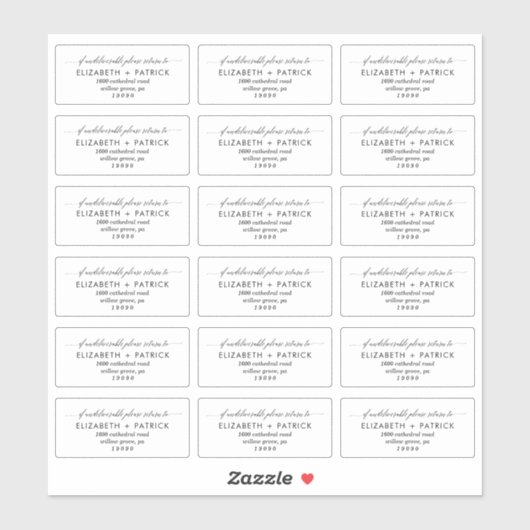 Elegante, transparente Rücksendeadressen-Aufkleber Aufkleber (Blatt)