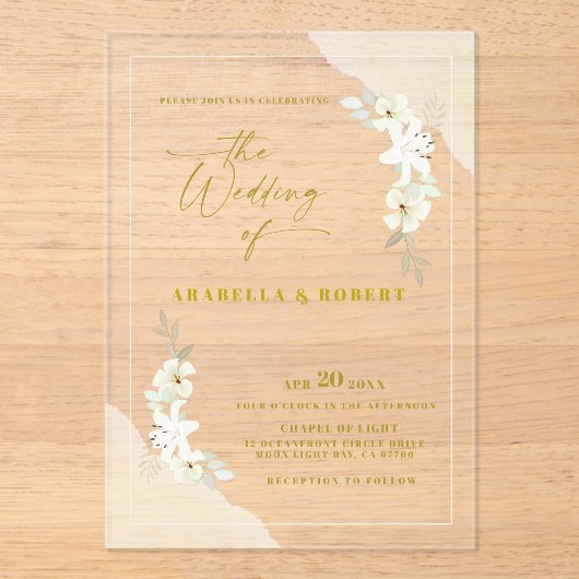 Elegante, transparente Wasserhymne Acryleinladungen (Vorderseite)