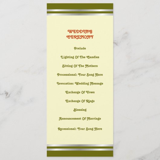 Elegante Traube und Blätter Hochzeitskarte Programm (Rückseite)