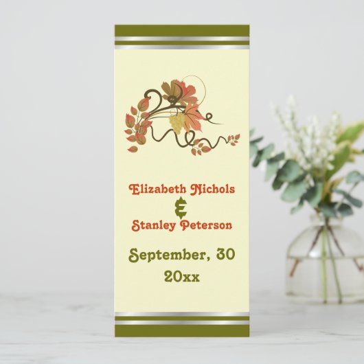 Elegante Traube und Blätter Hochzeitskarte Programm (Stehend Vorderseite)