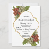 Elegante Trauben & Gold Erntedank Mittagessen Einladung (Vorderseite)