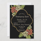 Elegante Trauben & Gold Erntedank Mittagessen Einladung (Vorderseite)