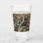 Elegante Trauben mit goldenem Muster Glas (Rückseite)