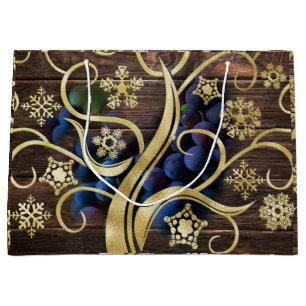Elegante Trauben mit goldenem Muster Große Geschenktüte