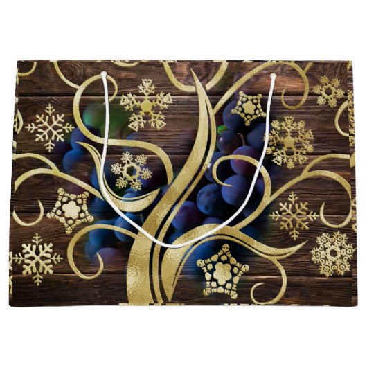 Elegante Trauben mit goldenem Muster Große Geschenktüte (Vorderseite)