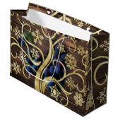 Elegante Trauben mit goldenem Muster Große Geschenktüte (Vorderseite Schrägansicht)