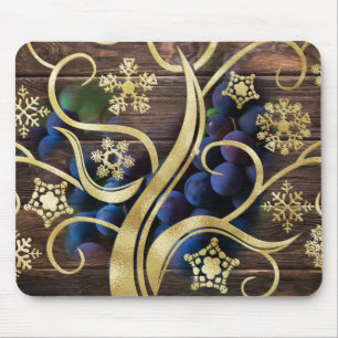 Elegante Trauben mit goldenem Muster Mousepad
