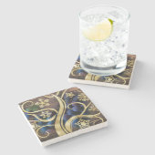 Elegante Trauben mit goldenem Muster Steinuntersetzer (Seitenansicht)
