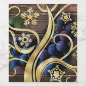 Elegante Trauben mit goldenem Muster Weinetikett (Einzelnes Label)