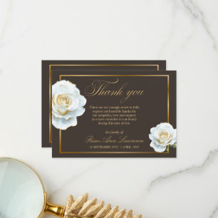 Elegante Trauer-Weiß-Roségold-Rahmen Dankeskarte