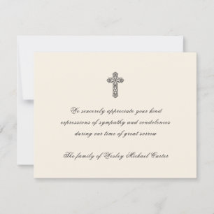 Elegante Traueranzeige mit Kreuz Dankeskarte
