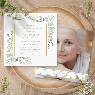 Elegante Trauerfeier - Gedenkfoto im Quadrat Einladung