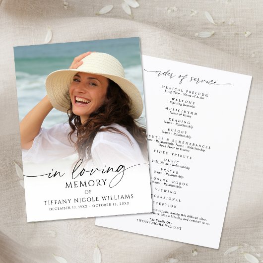 Elegante Trauerfeier In Loving Memory Foto Schrift Programm