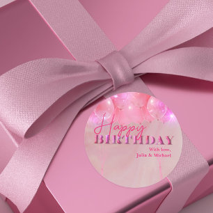 Elegante Träumerische Funkelnde Rosa Luftballons G Runder Aufkleber