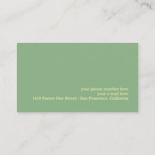 Elegante Travel Agent Salbei-Green Business Card Visitenkarte (Rückseite)