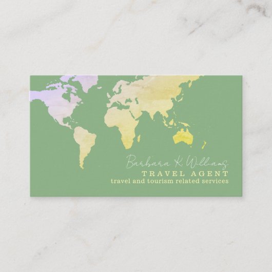 Elegante Travel Agent Salbei-Green Business Card Visitenkarte (Vorderseite)